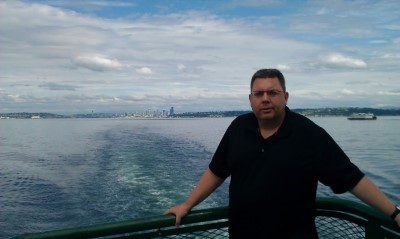 Picture of Leon on the ferry from Seattle Washington.